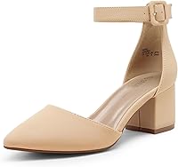 DREAM PAIRS ANNEE Women's Pointed Toe Chunky Block Heel Pumps - 2.25" Comfortable Low Heels for All-Day Wear