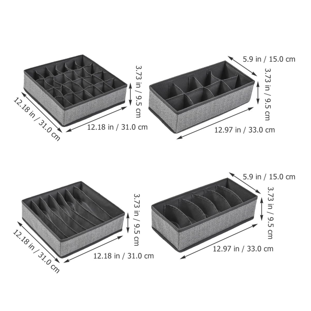 Organisateur de Tiroir à Chaussettes Pliable 4 Pièces en Tissu