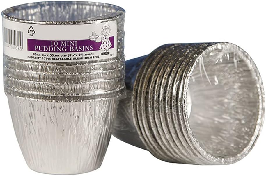 MINI FOIL PUDDING BASINS PIE DISHES CASES ROUND CONTAINERS PUDS XMAS
