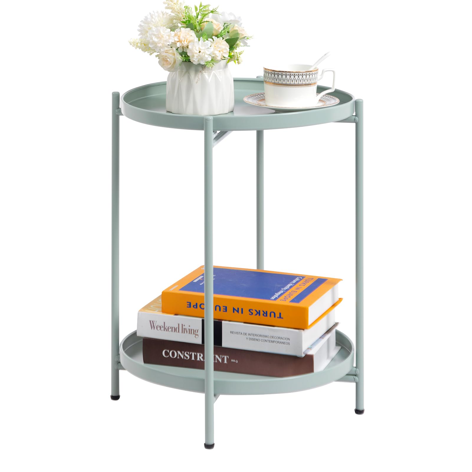 HollyHOME Round Side Table Small Metal Coffee Table End Tables Nightstand โ image 1