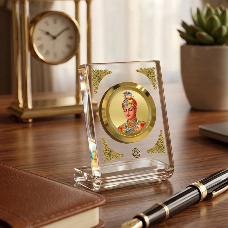 Image of DIVINITI 24K Gold Plated Guru Harkrishan Sahib Ji Acrylic Frame for Car Dashboard, Home Temple & Office Table | Premium Spiritual Gift, Blessings for Protection & Positivity, 8x7
