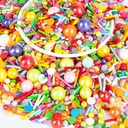 Image of Edible Rainbow Pearl Sprinkles,Colorful Pearls Sprinkle for Cake Decorating