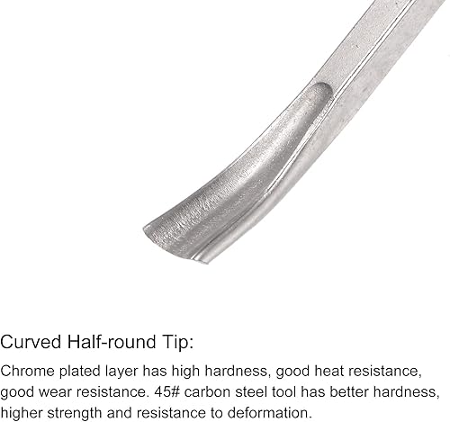 Miniatura 3 de uxcell Cuchillo para tallar cinceles de madera, 0.394 in cromado 45 # acero al carbono curvada punta media redonda herramienta de mano para