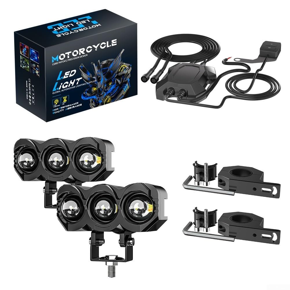 LED per moto 3-Luci Doppio per raggio Giallo LED per moto 3-Luci