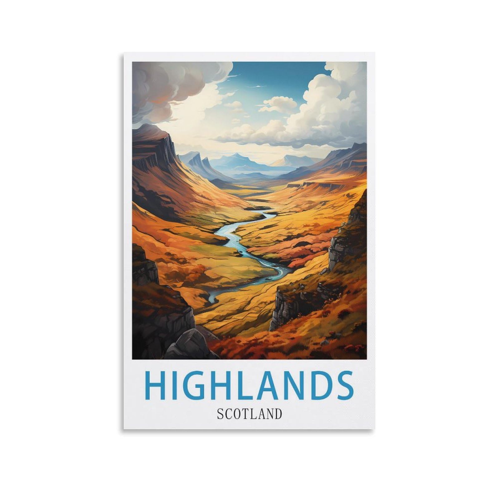 Lnuyitr Unframe-Style Highlands Scotland Vintage Travel Posters 12X18inch(30X45cm) Canvas Art Posters And Wall Art Picture Prints Modern Home Bedroom Decor Posters