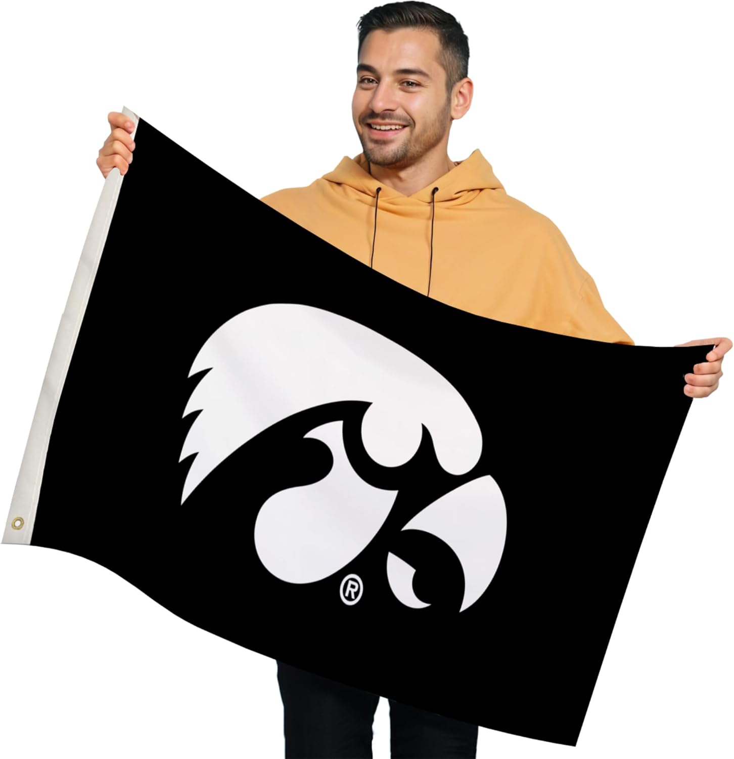 Iowa Hawkeyes College Sports Printed Flag - NCAA Licensed - Nylon - School Banner (Black, White) (2' x 3')