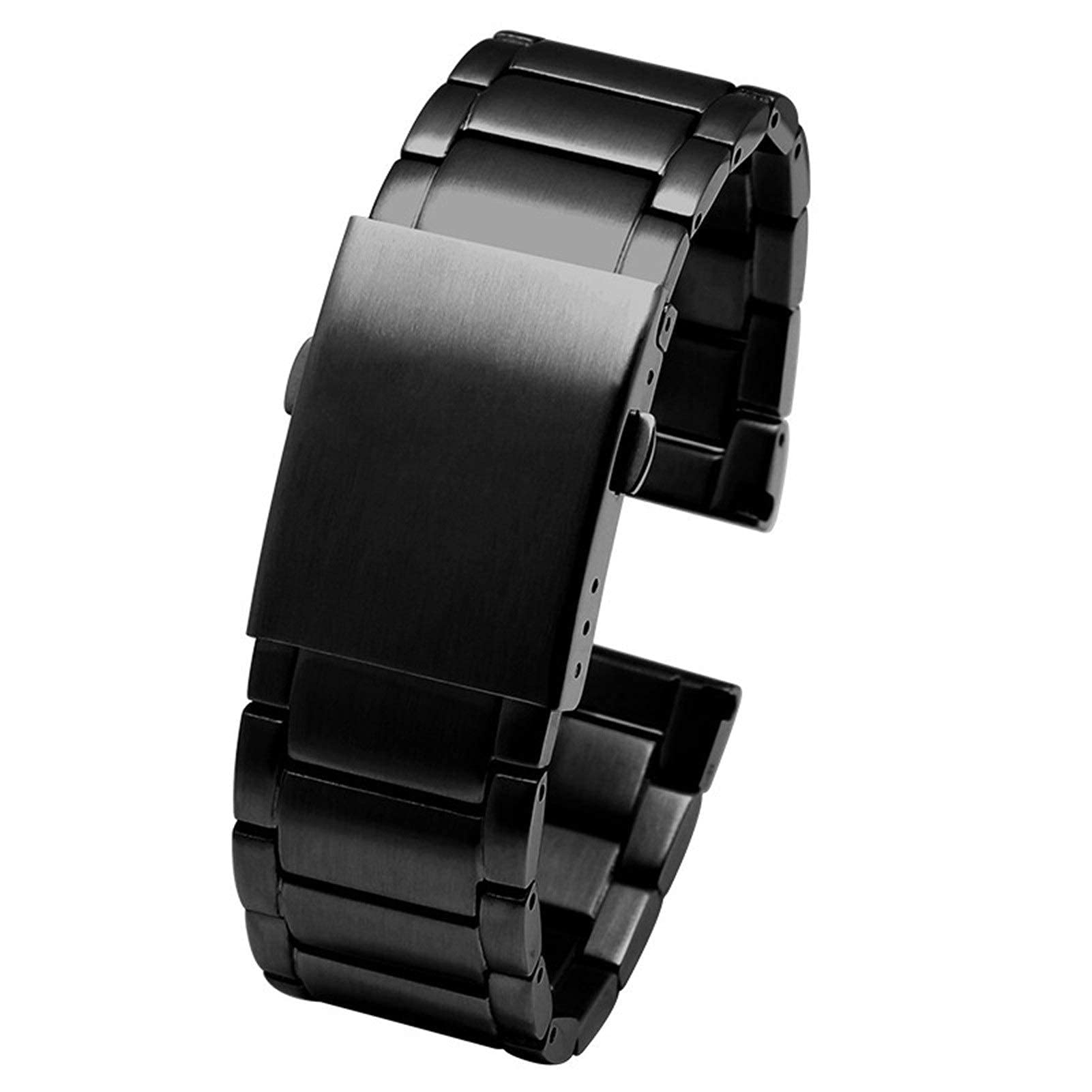 Correa de Reloj, Correa de Acero Inoxidable sólida 24mm 26mm 28mm 30mm Hebilla Plegable Correa de Repuesto de Metal para Hombres