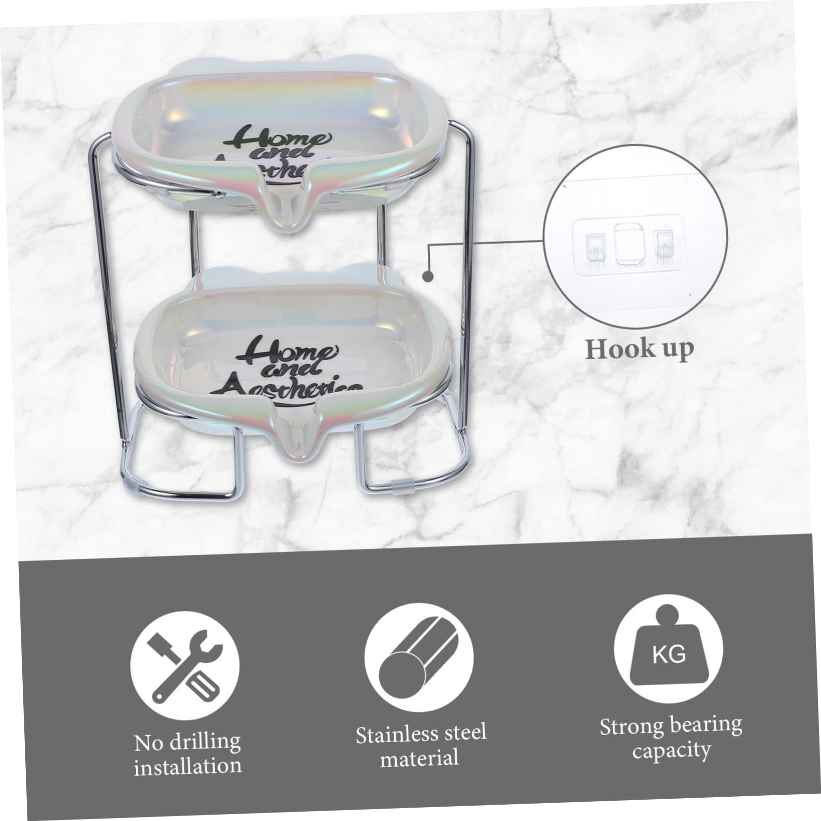 WOONEKY 1satz Keramik Seifenschale Mit Ablauflöchern Niedliches Bärenkopf Design Für Badezimmer Küche Und Öffentliche Toiletten Leicht Zu Reinigen Und Stabil