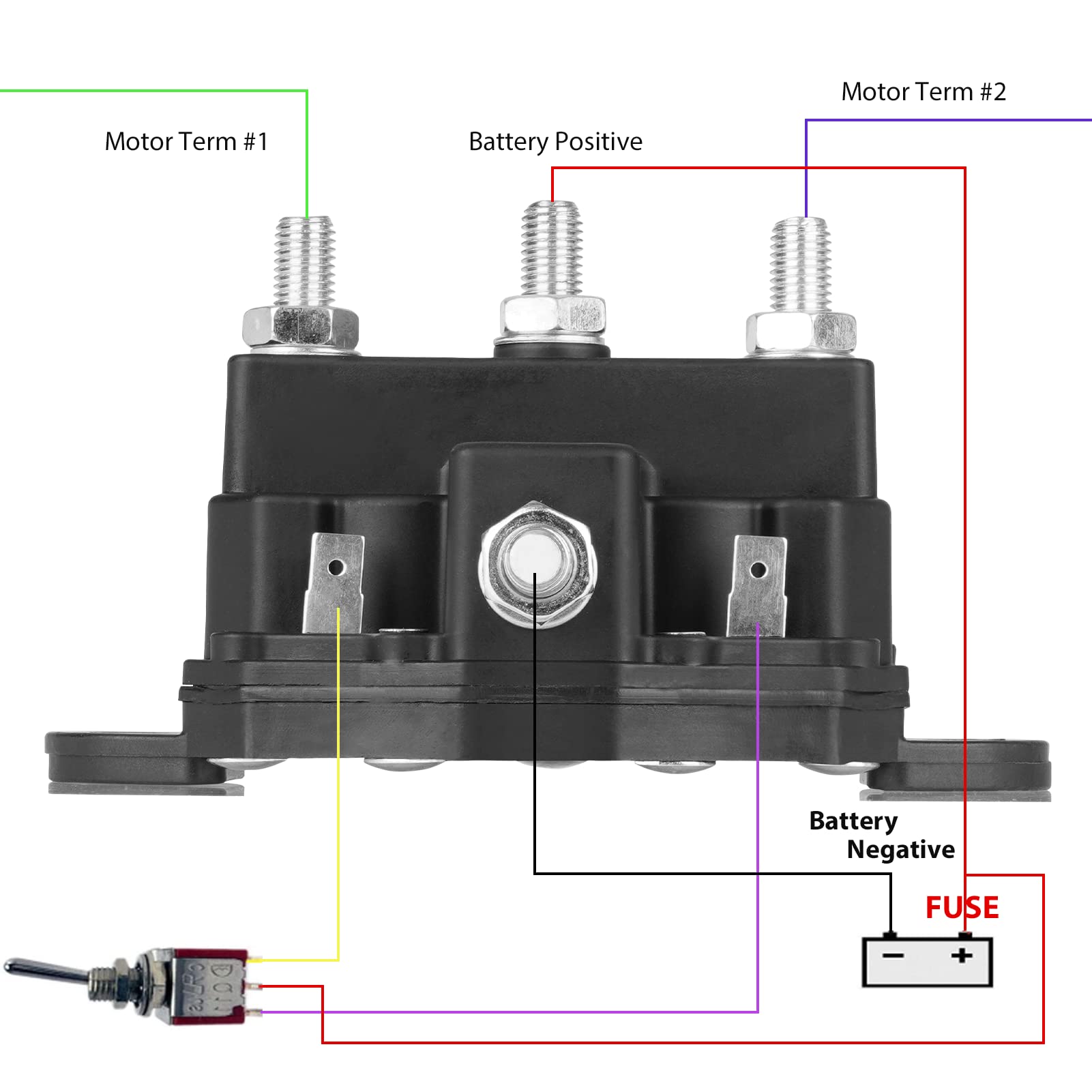 6 Terminal Continuous 12 Volt Winch Motor Contactor - REVERSING SOLENOID RELAY E - Foto 12