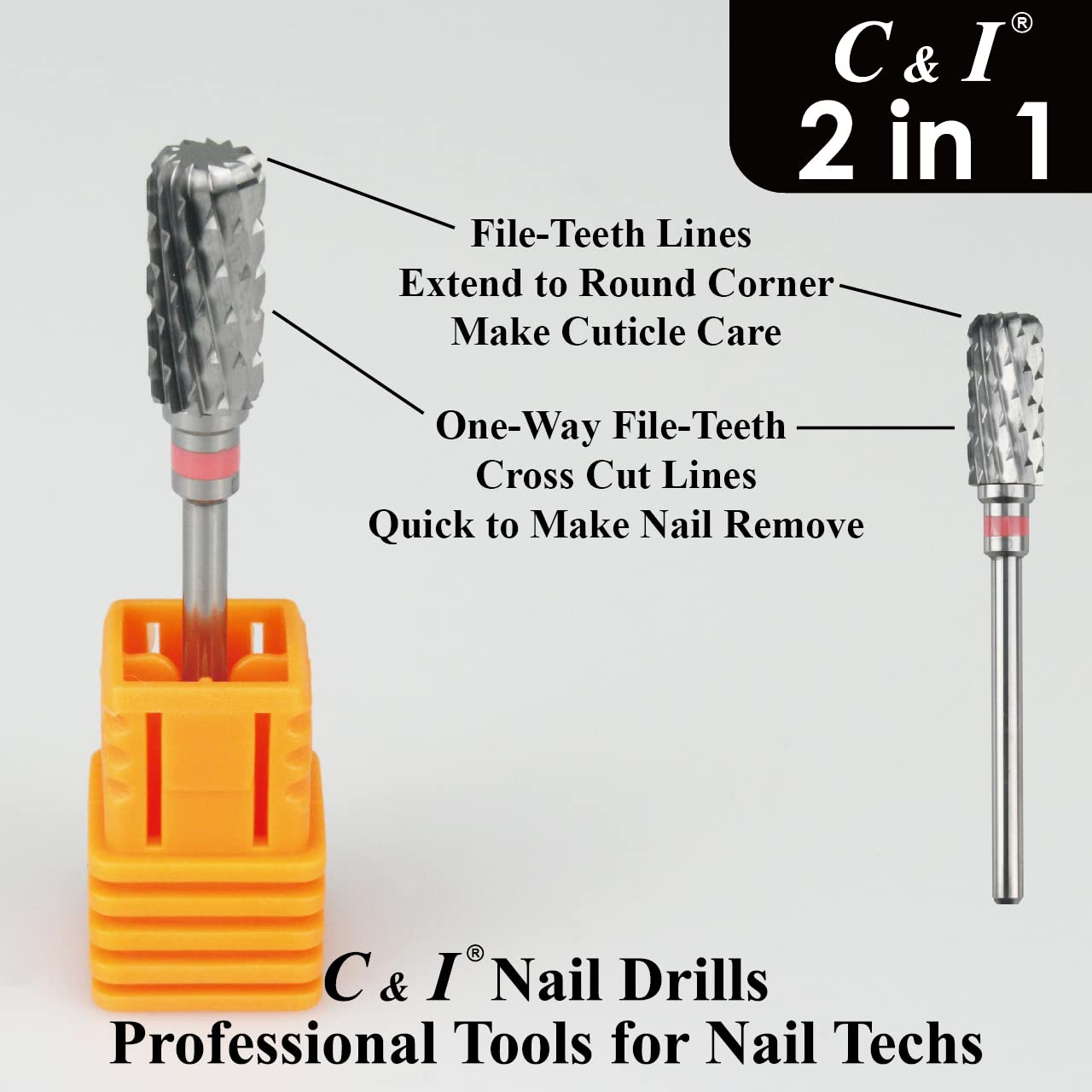 C & I Nail Drill 2 in 1 Round Corner Cylinder E-File for Electric Manicure Drill Machine Nail Files for Nail Techs to Make Cuticle Care and Nail Gel Remove (Triple Coarse -3XC) - Image 2