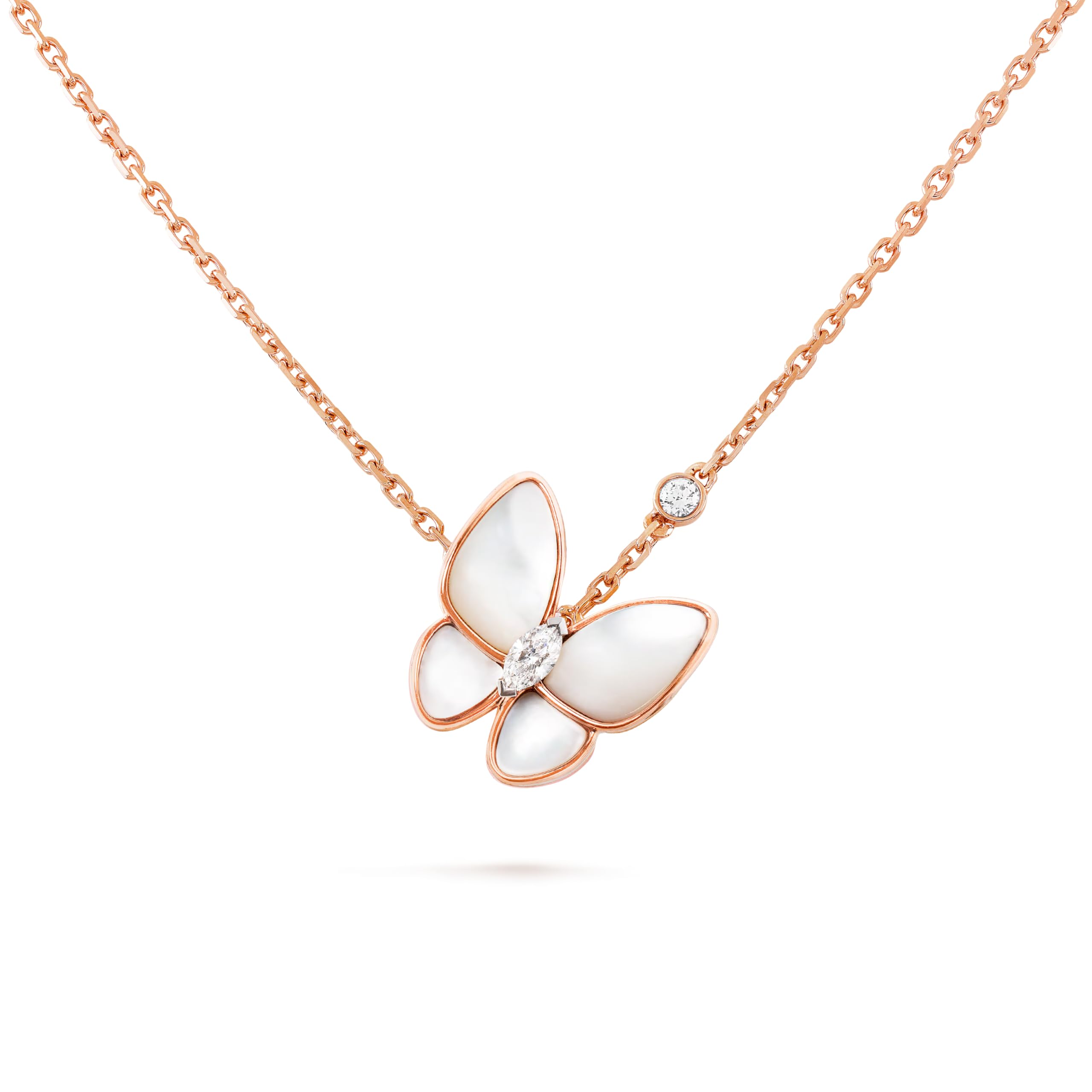 Collar de Mariposa con Circonitas, Plata 925 bañada en Oro Rosa, Diseño Elegante