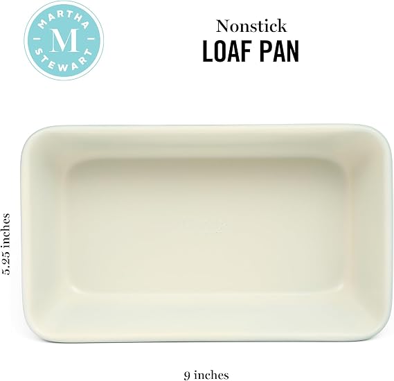 Martha Stewart Gallen 9 Inch Nonstick Carbon Steel Loaf Pan Teal, Durable Bakeware for Even Baking and Easy Release