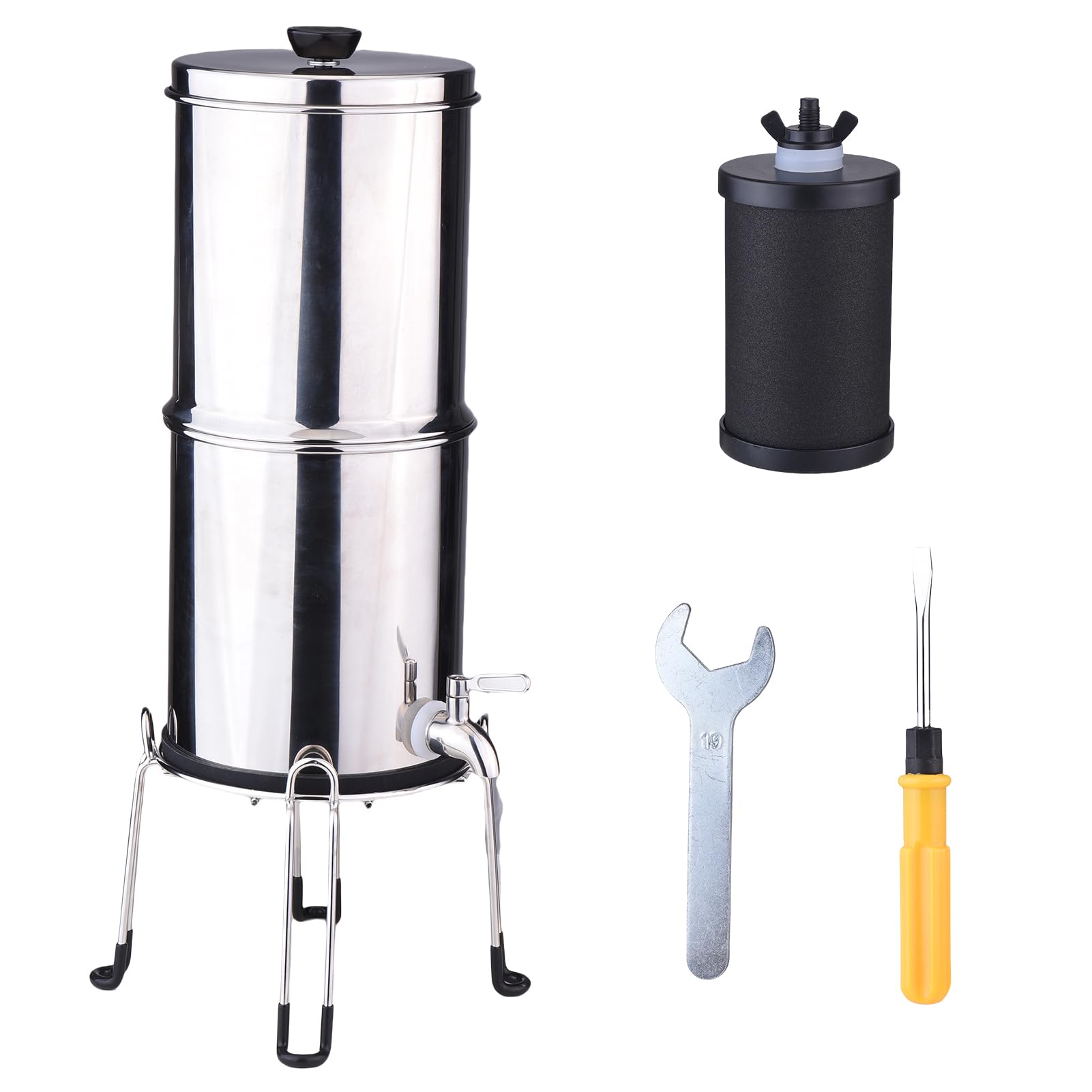 de Filtro de Agua de 1 Galón Construido en Acero Inoxidable para el Hogar y Preparación para Emergencias (K8779A Con soporte)