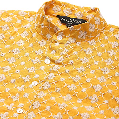 Sojanya (Since 1958 Men'S Cotton Blend Embroidered Only Kurta4