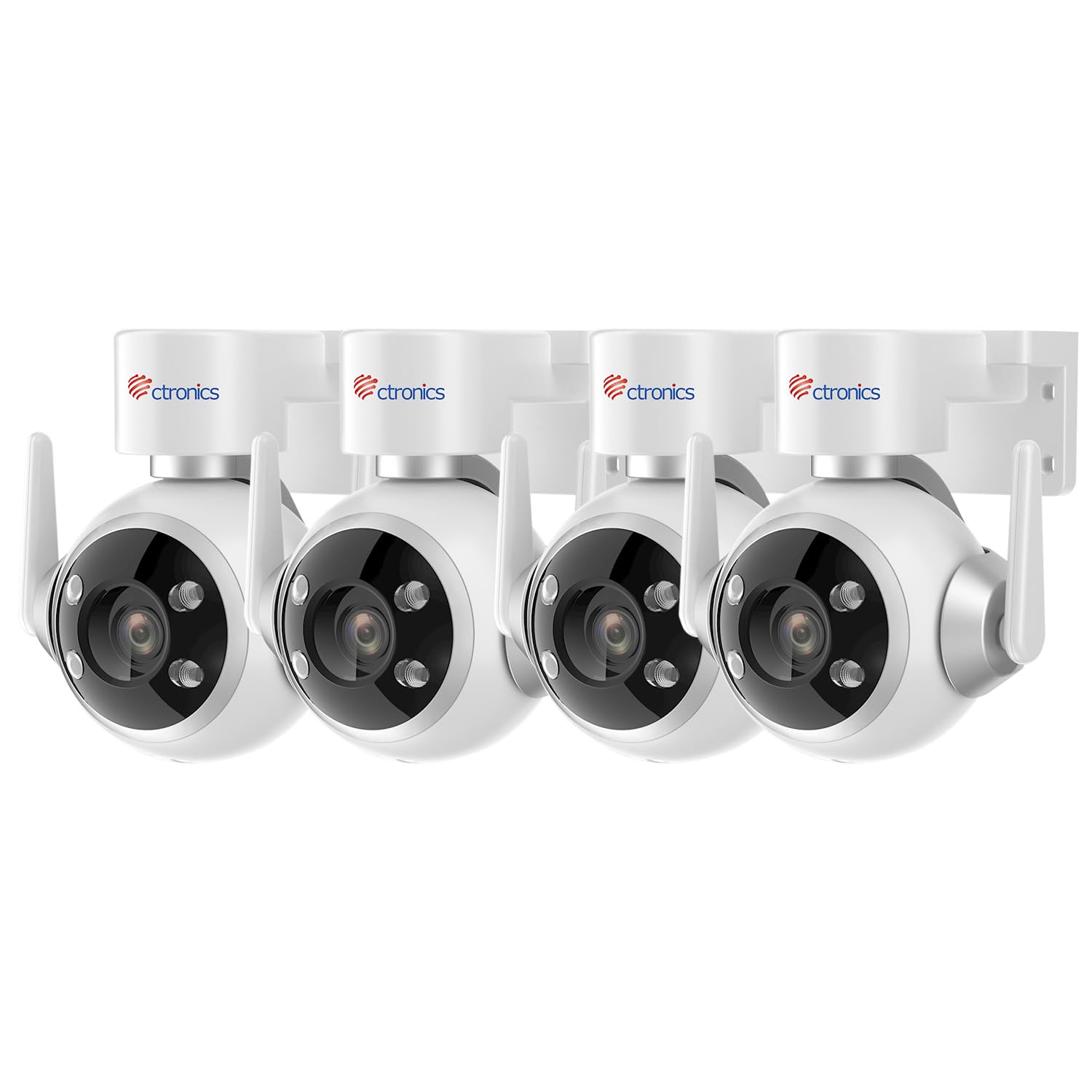 Ctronics Kit Cámara Vigilancia WiFi Exterior 4PCS, IP Camara Vigilancia Domicilio con Seguimiento Auto Detección Humana, 30M Visión Nocturna Colorida, Audio Bidireccional, 3 Métodos de Montaje (4)