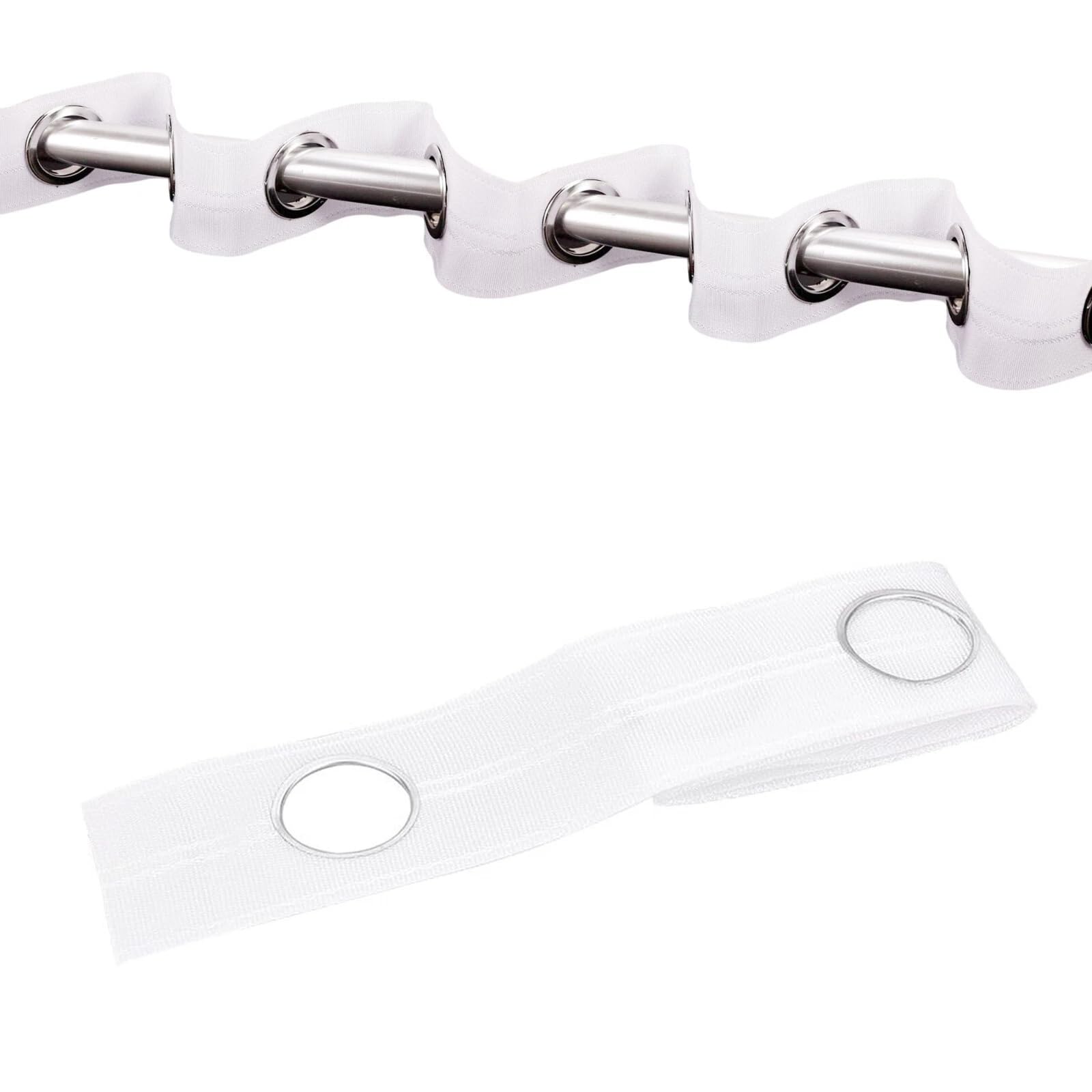 Nastro adesivo per tende da 10 m, con 80 anelli in plastica (diametro interno 39 mm), kit di occhielli per curtaine, distanziatori per tende con occhielli, nastro per tende e anelli per fai da te