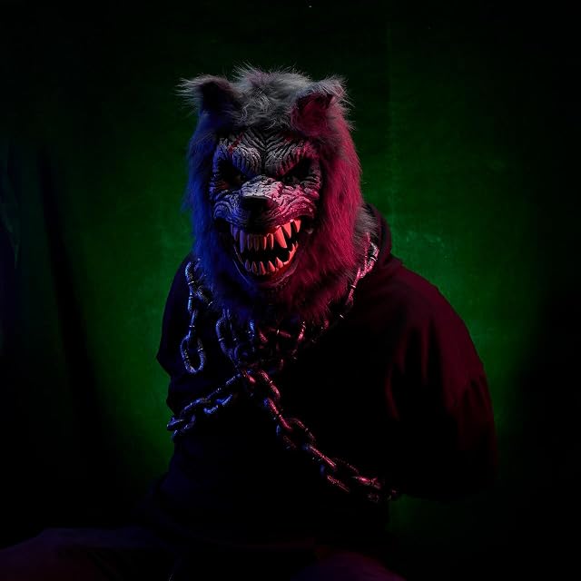 Foto 8 de 8 de Spooktacular Creations - Máscara de lobo para Halloween - Accesorios de traje de hombre lobo