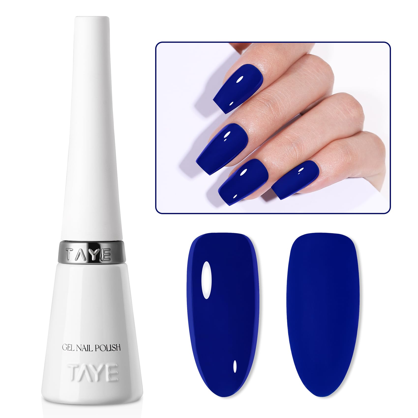 TAYE Royal Blue Gel Nail Polish 1Pcs Dark Blue Nail Polish High Gloss Soak Off U V Light