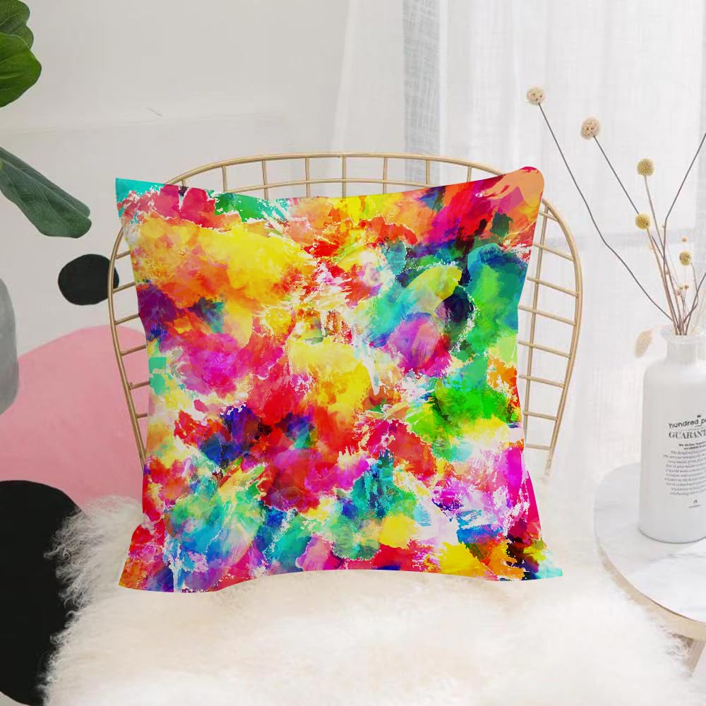 HYOSXW Cushion Cover,Throw Pillow Case Home Decorative for Living Room Bedroom Sofa Chair 16X16 Inch,Pastel, abstract oil painting style watercolor brushstrokes speckled su,Pillowcase 40X40cm