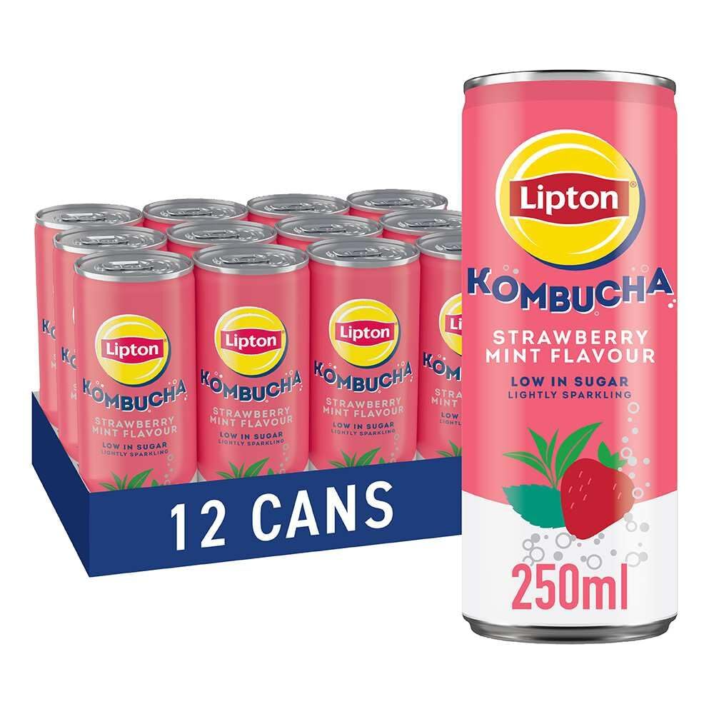 Lipton Kombucha Strawberry & Mint, 250ml (Pack of 12)
