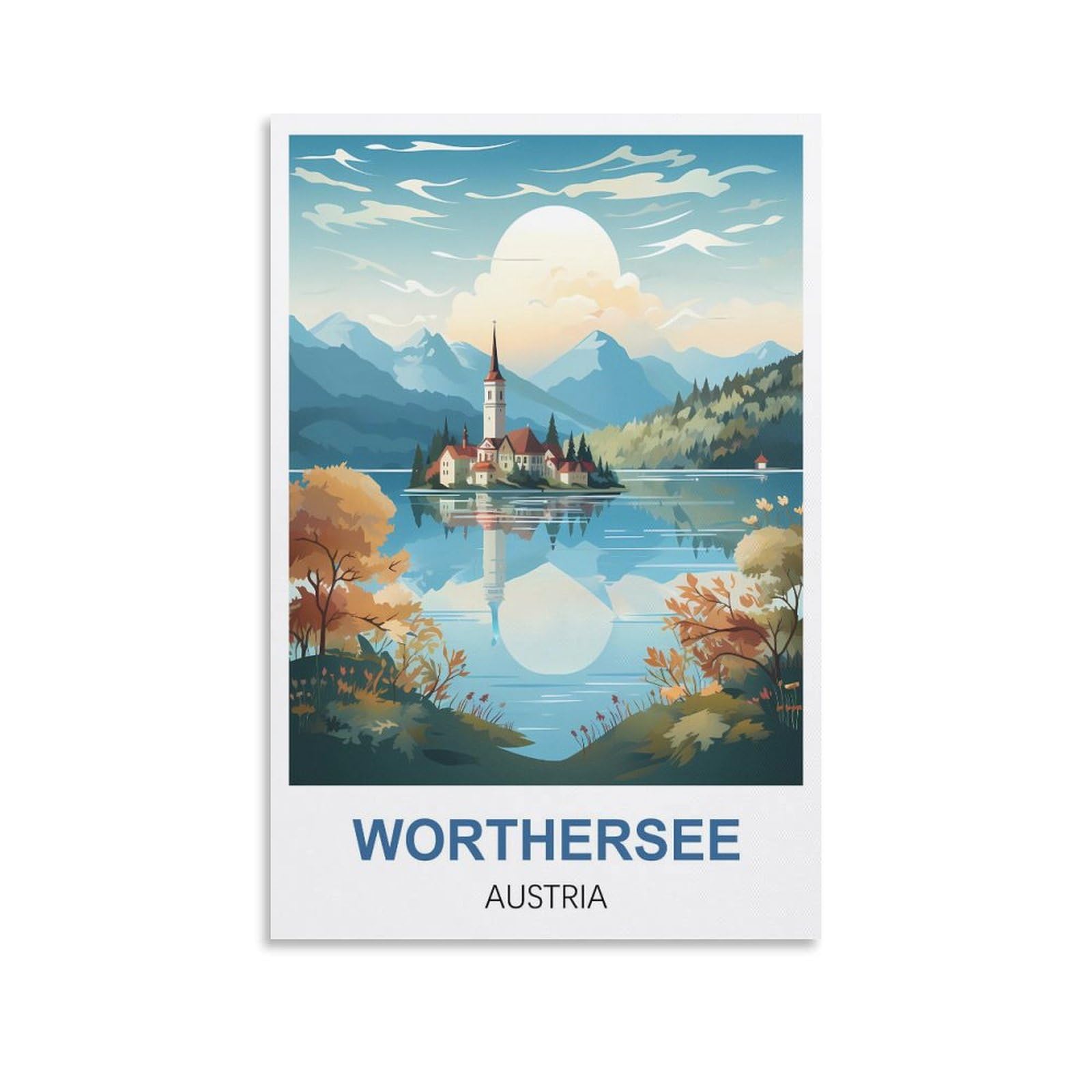 EZMLFA Diamond Art Kits Adults,Worthersee Austria,5D Dimond Picture, Crystal Gem Art Crafts for Boys Girls, DIY Mosaic Creations Set for Home Decor 30x40cm