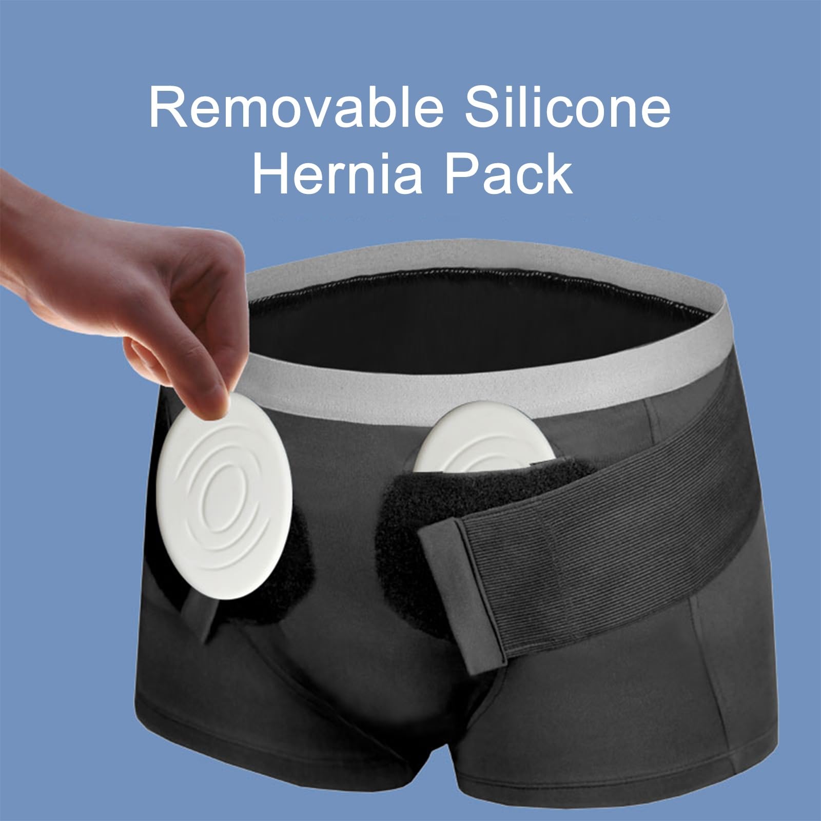 Ceinture Hernie Inguinale Homme Type Caleçon, Ceinture pour Hernie Inguinale Réglable avec 2 Coussinets de Compression, Soulager la Douleur(L)