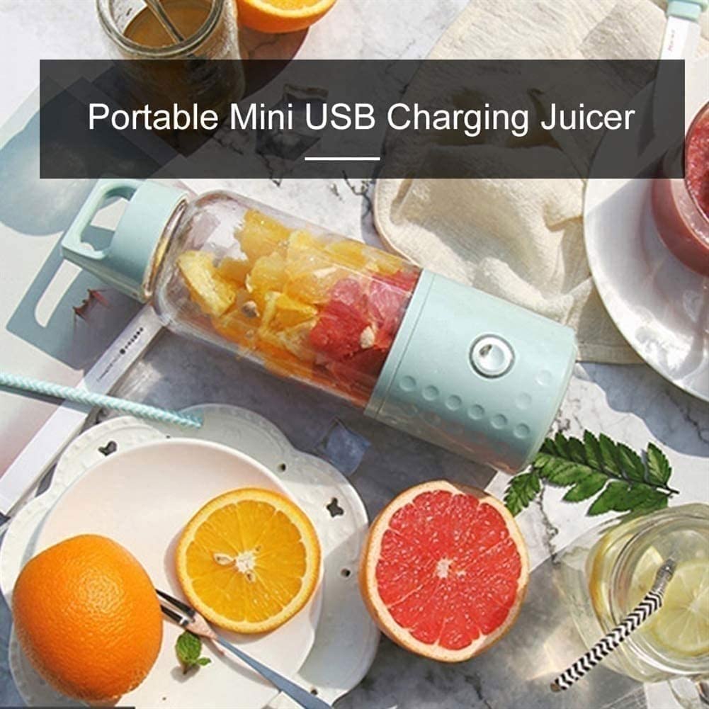 Przenośny blender do koktajli i smoothie, ładowany przez USB blender osobisty, miniaturowy ręczny blender do soków w podróży, do sportu, do kuchni (kolor: różowy) (niebieski)