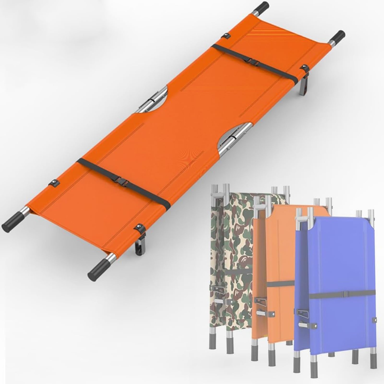 SGKOMN Folding Rescue Stretcher, Patient Emergency Medical Stretcher, Outdoor Lifesaving Back Stretcher, Portable Stretcher Lightweight Aluminum Alloy Stretcher, Orange