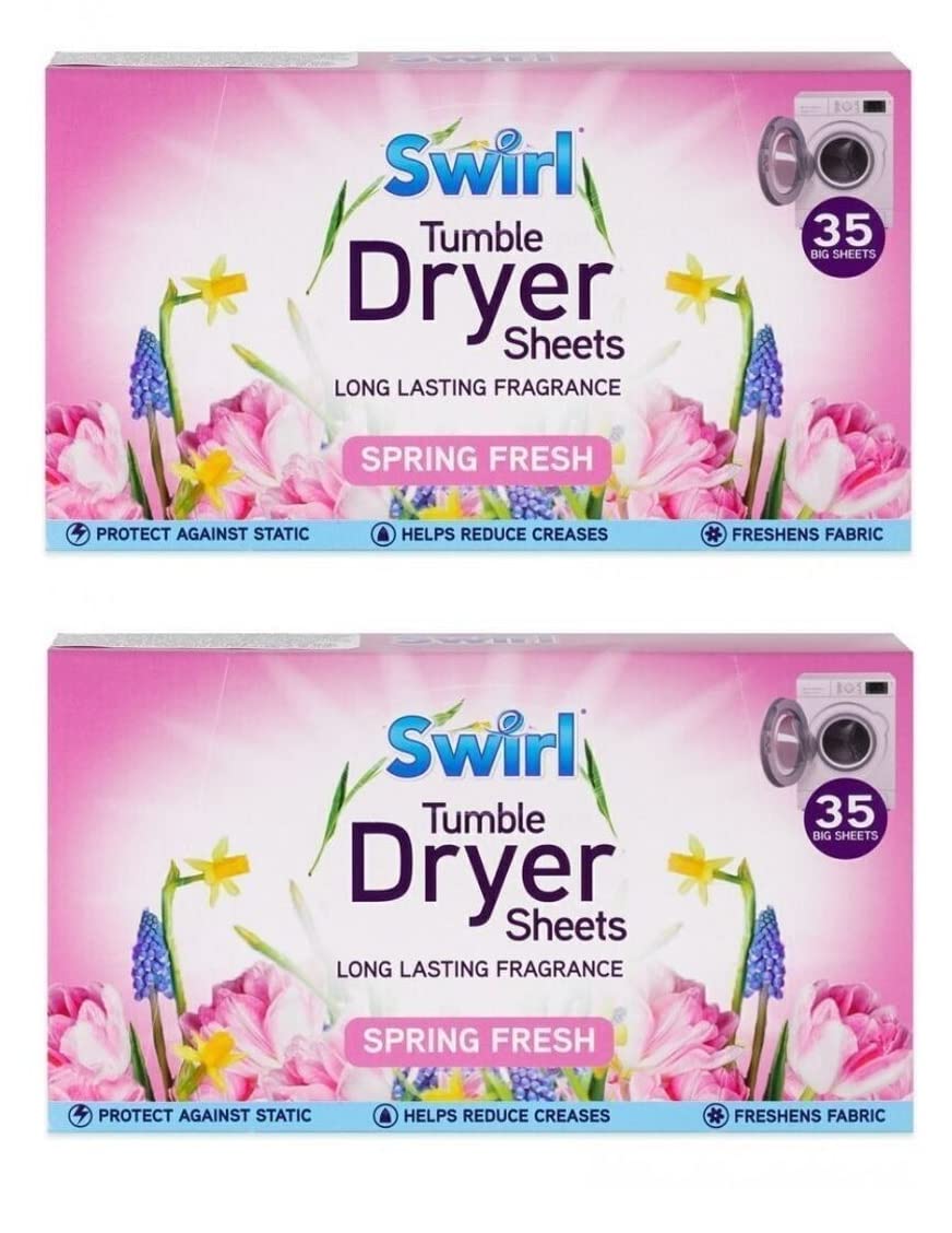2 Pack Spring Fresh Tumble Dryer Laundry Sheets - 70 Sheets For Fresh Clothes and Linen