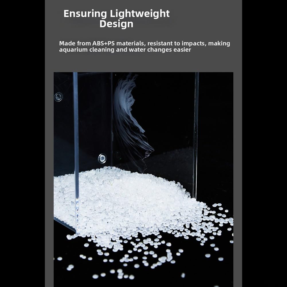 Selbstzirkulierendes Aquarium mit LED-Licht und Filterpumpe, Desktop-Aquarium-Set für Heimbüro, geräuscharmes zylindrisches Kunststoff-Ökosystem-Becken für Anfänger (S)