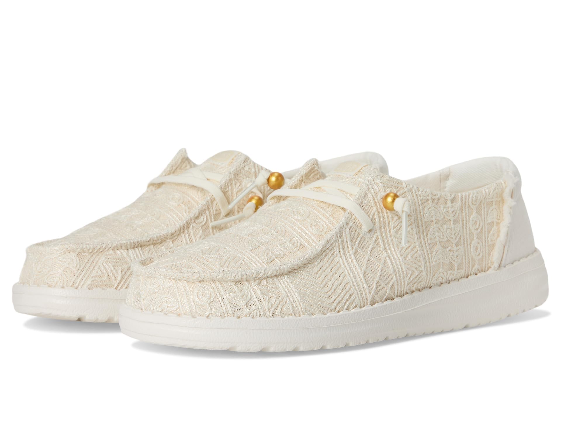 Sparkling Gold Hey Dudes Womens White Sparkle Womens HEYDUDE Wendy