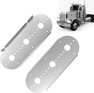 Stainless Steel Air Cleaner Front Light Brackets, Compatible with Peterbilt 3" Radius Watermelon Lights, Mounting Plate Kit Bulbs Not Included