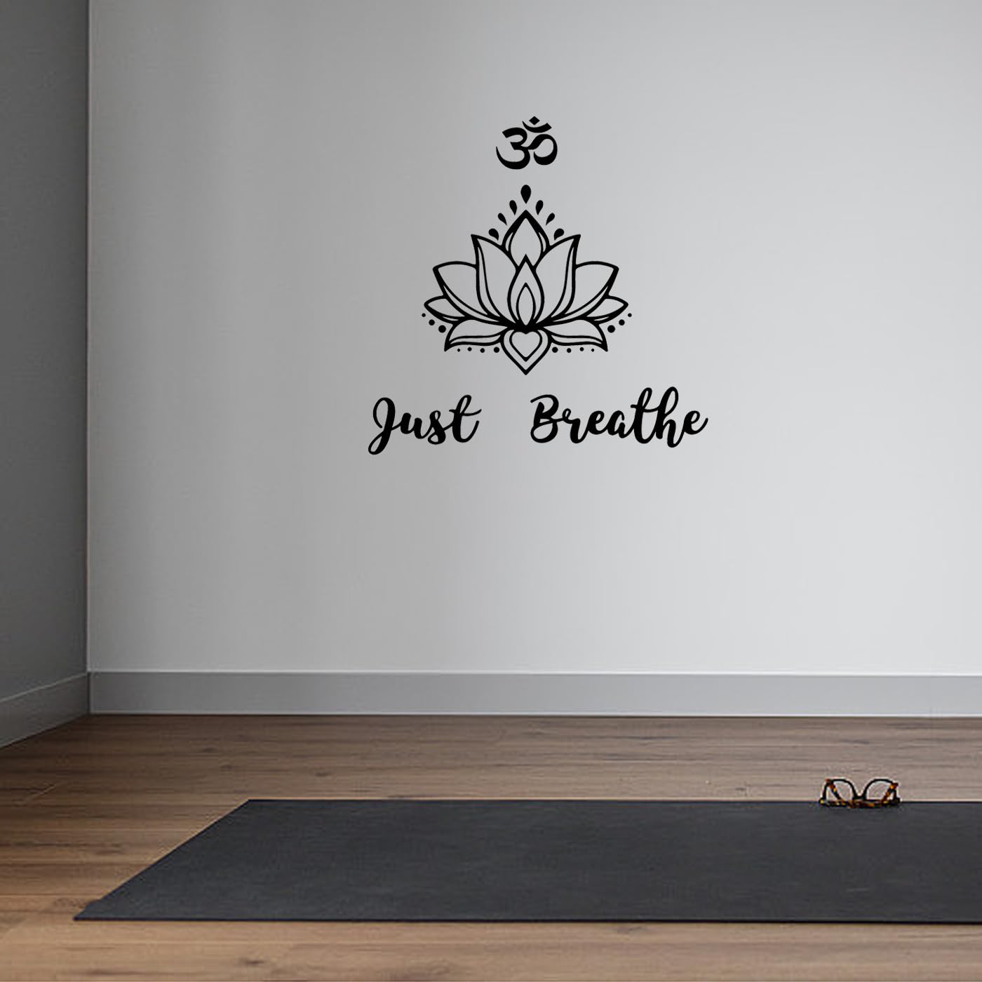 PLIGREAT Decalcomanie murali Lotus Adesivi murali rimovibili in vinile fai da te Decorazione murale per bagno Yoga Studio Camera da letto Casa Arte murale Decoro Meditazione Murales
