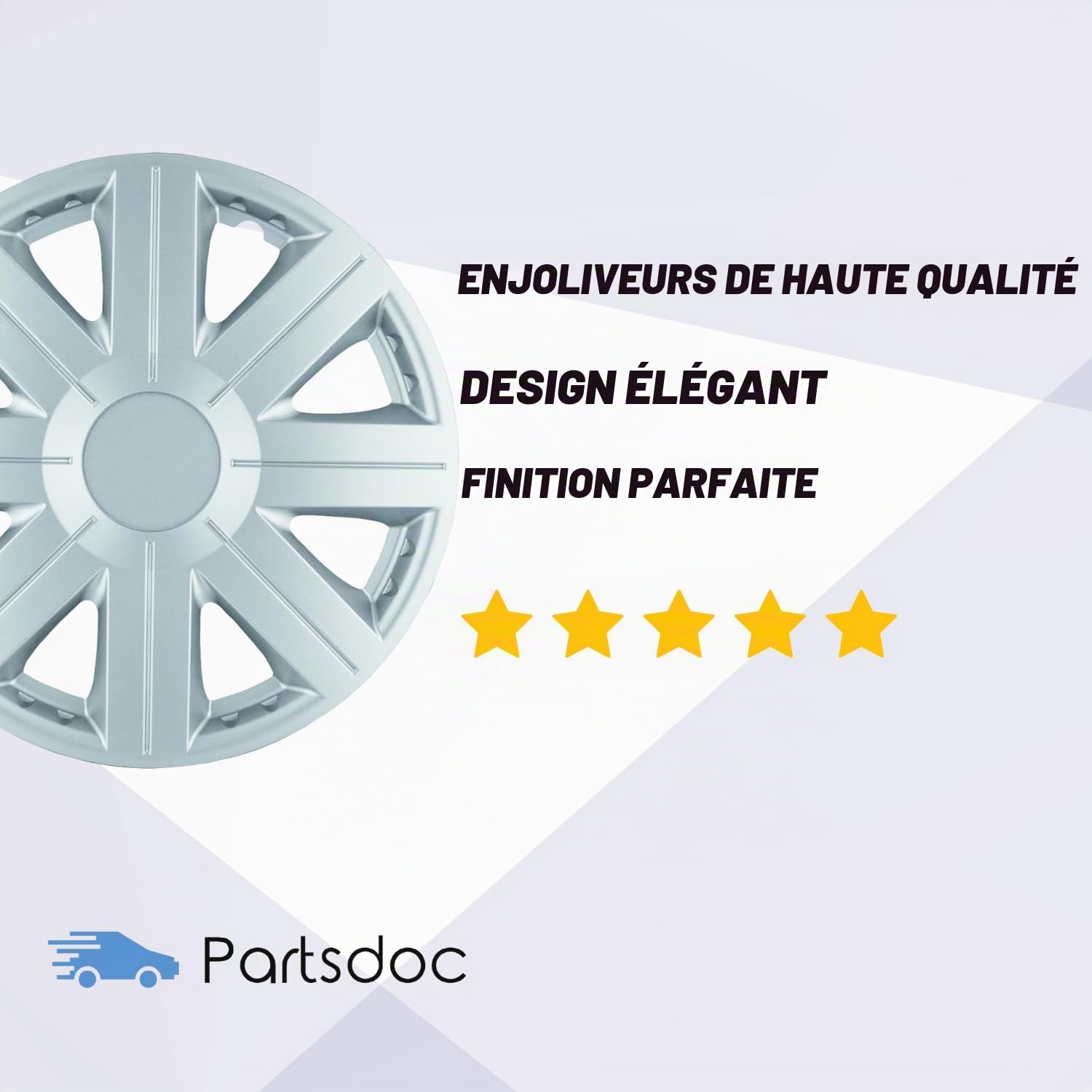 Cosmos – Enjoliveurs de Roues 14 Pouces, Universels, Set de 4, Couleur Argent, pour Voiture et Jantes en Acier, Fabriqué en UE