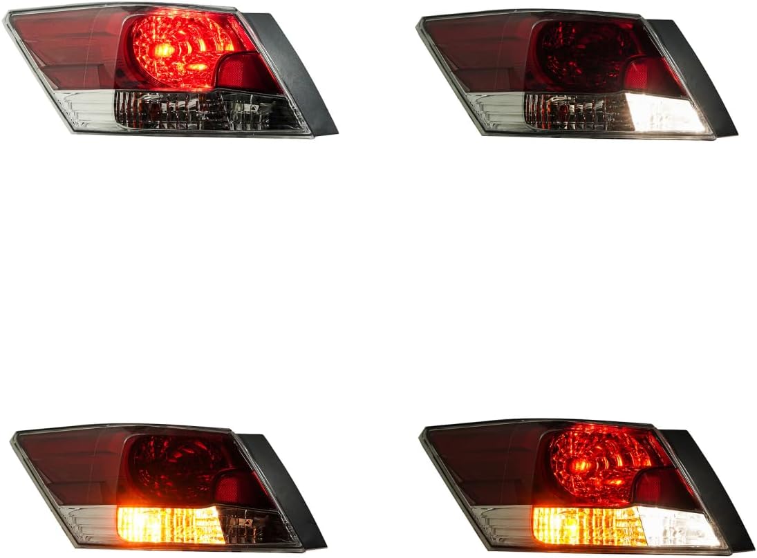 Tail Light for 2008-2012 Honda Accord Sedan Replacement for HO2800172 33550-TA0-A01 Tail Lamp with Bulb Rear Outer Taillight Assembly Left Driver Side LH