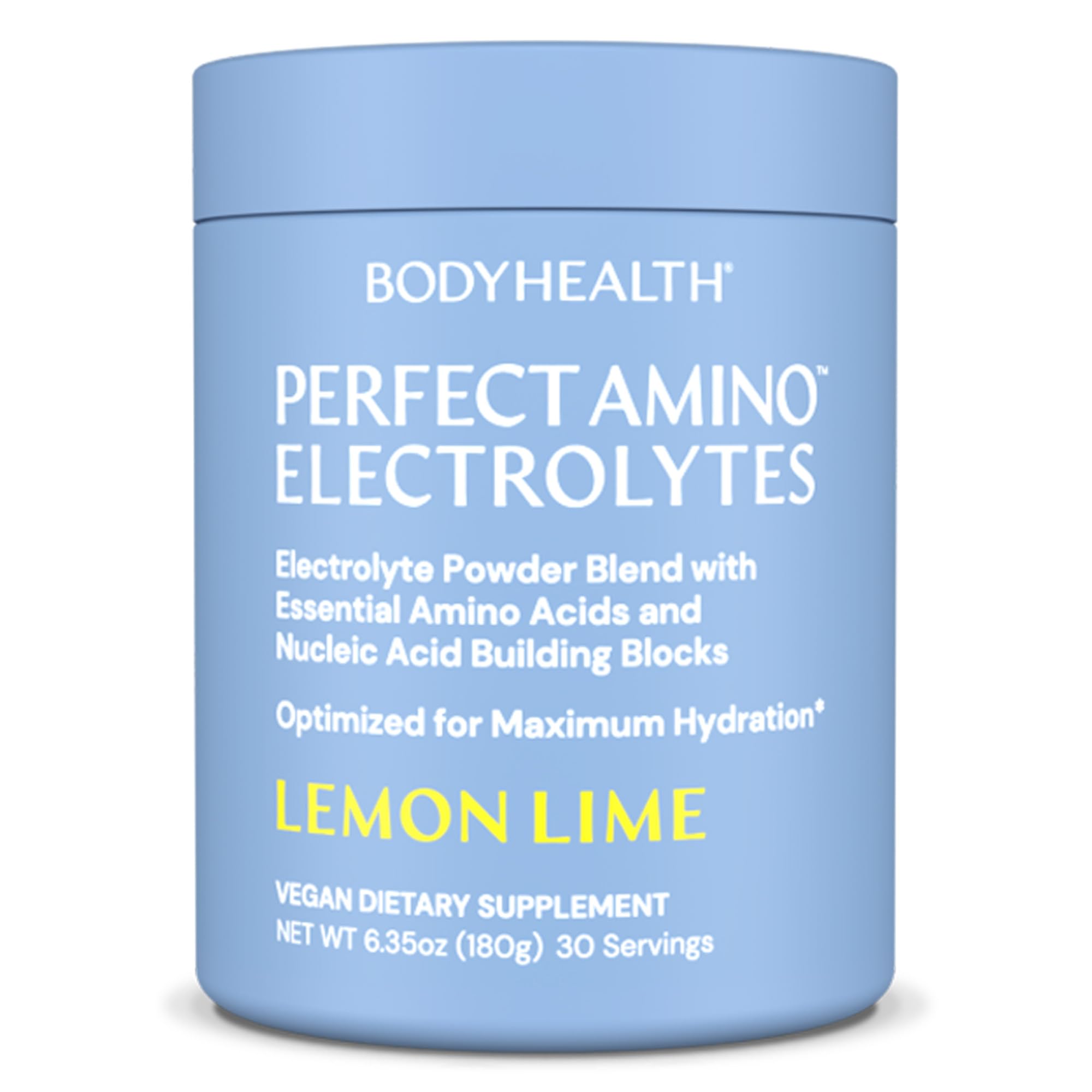 BodyHealth PerfectAmino - Bebida en polvo de electrolitos sin azúcar, hidratación, ayuno, cetogénica, sin azúcar, con electrolitos y oligoelementos - Limón y lima - 30 porciones