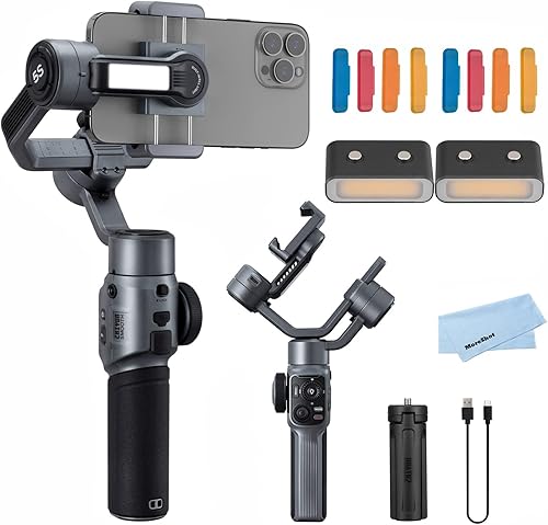 Zhiyun - Estabilizador de cardán gris liso 5S para teléfono inteligente iPhone 14, 13, 12, 11 SE, SR X 8 Pro Max Plus Samsung Android para YouTube