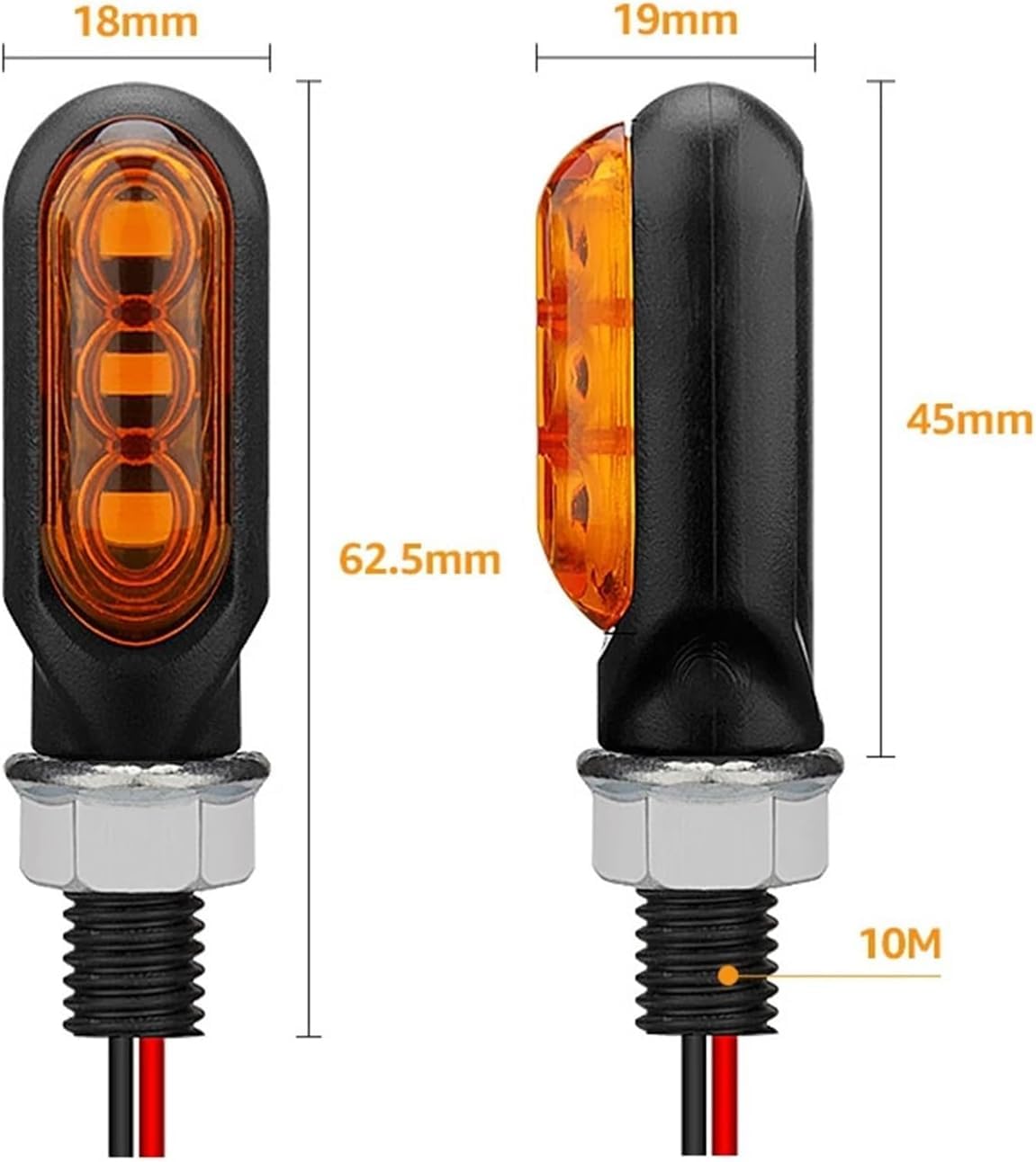 Generic Mini uniwersalne wskaźniki Dla Honda Motocykl Mini Led Lampy 12 V 10 mm Bursztynowe światło Sekwencyjna Lampa Sygnalizacyjna Płynąca Woda 3LED Lampa Moto