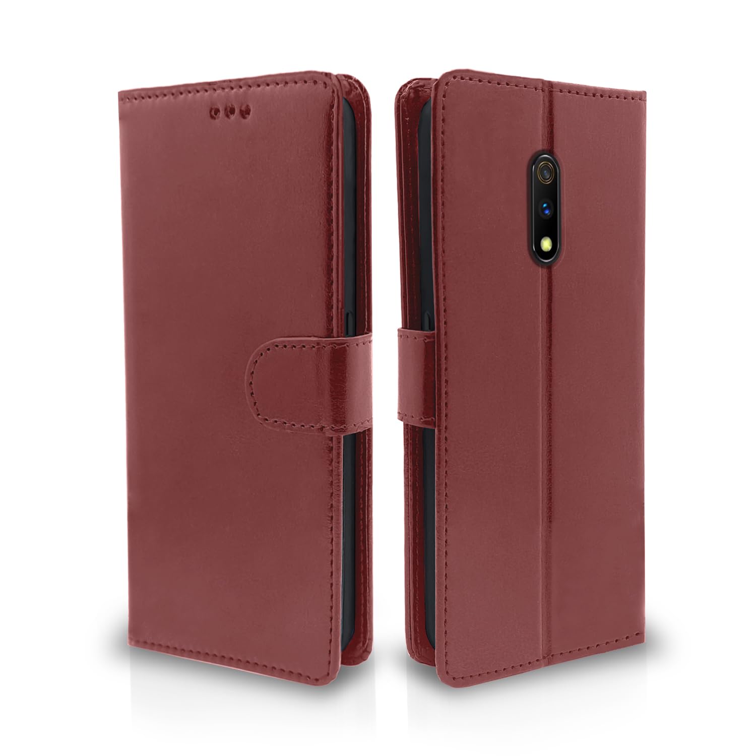 Pikkme Oppo K3 / Realme X Flip Cover Leather Finish | Inside TPU with Card Pockets | Wallet Stand and Shock Proof | Complete Protection Flip Case (Brown) (B07YHCDBSN) Amazon Price History, Amazon Price Tracker