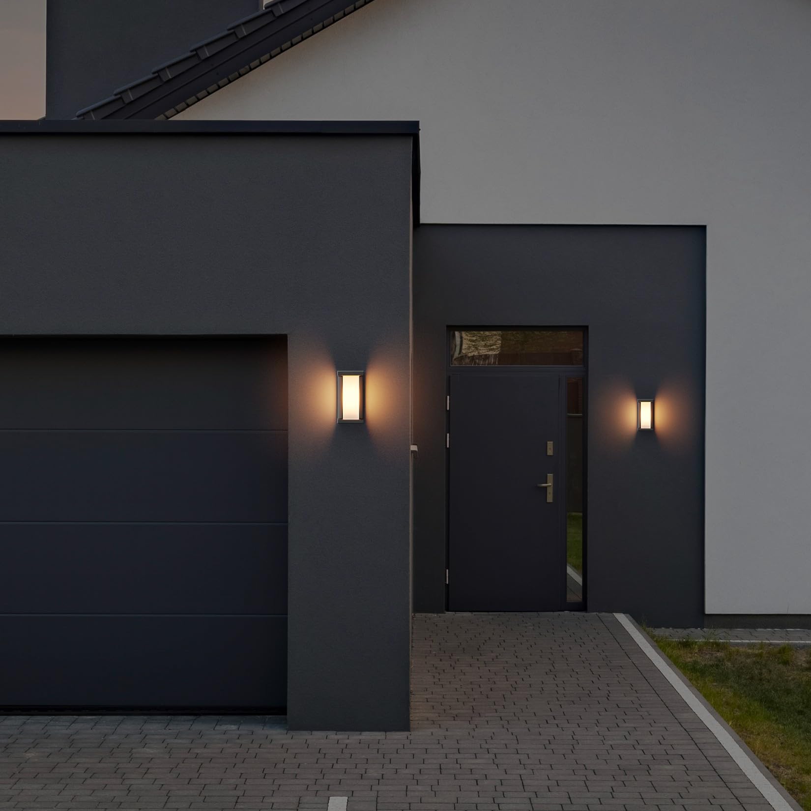 Klighten 2 pezzi lampada da parete per esterni con base E27, IP65, potenza massima 60W lampada da parete in alluminio, adatta per interni esterni, scale. (senza lampadina), Nero