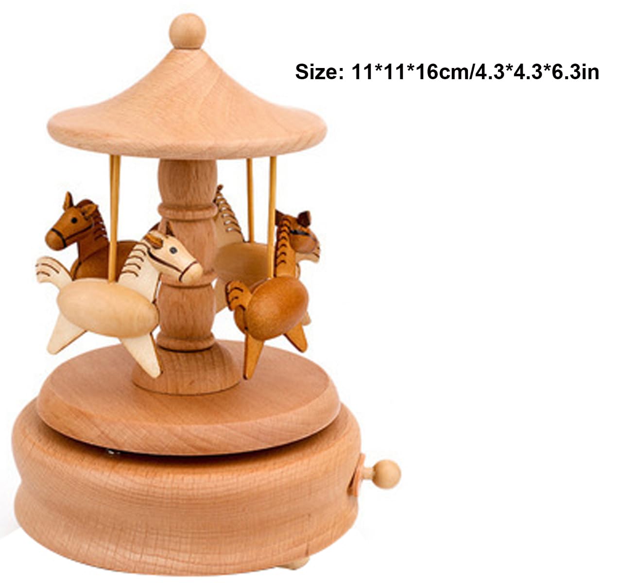 DOCIM Carillon in Legno, Carillon Musicale in Legno Merry-Go-Round Horse Musical Box Turn Horse Shaped Wood Crafts