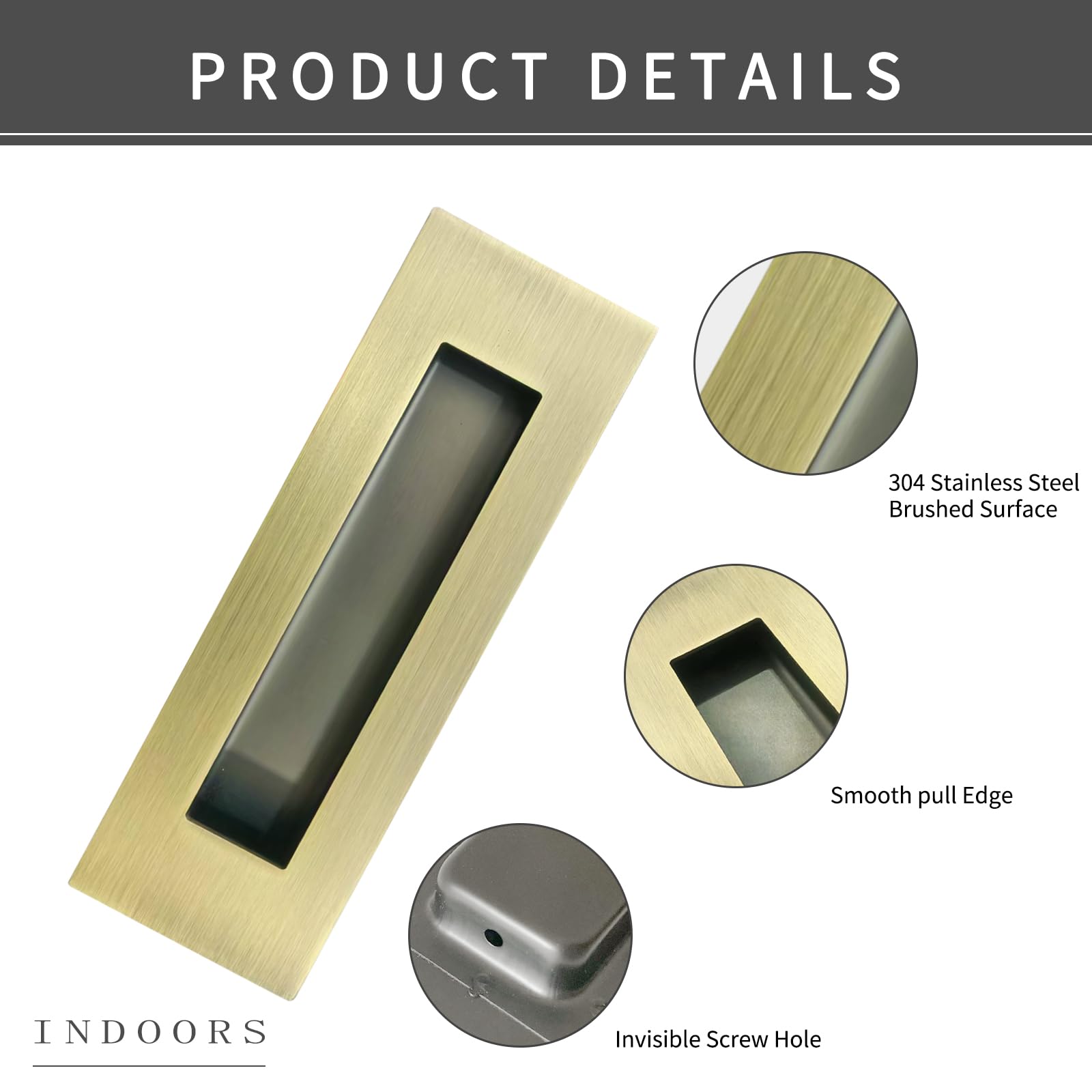 Recessed Finger Flush Pulls with Edge Pull Antique Brass - 6Inch Sliding Closet Door Handles Hardware Suitable for Pocket Door,Closet Door,Sliding Doors, Barn Door Handle — Amazon image 5
