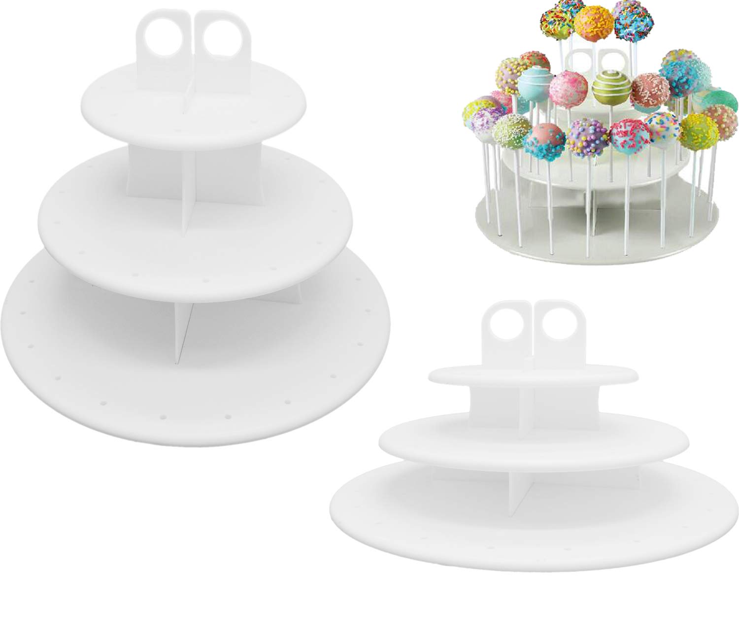 yuanmidis 3-Tier 42 Holes Cake Stand Round Pop Lollipop Cupcake Display Stand Holder Wedding Birthday Party Events Dessert Decoration