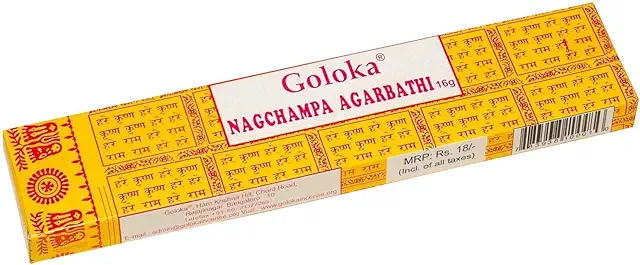 Goloka Nag Champa Yellow Incense Burner - 16g Natural Fragrance