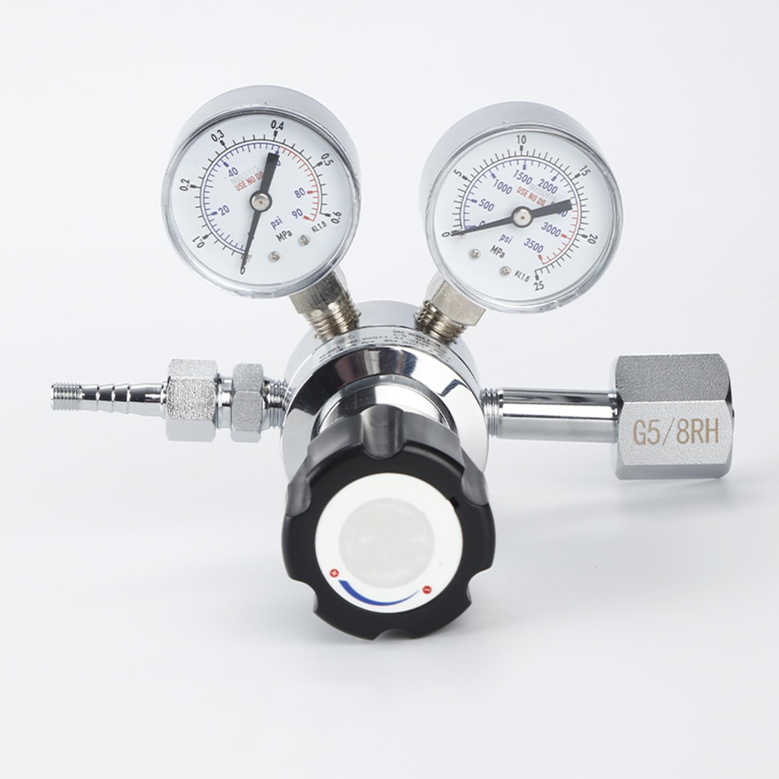 Regulador De Gas De Una Etapa Y Dos Medidores, Válvula Reguladora, Presión De Entrada De 20 Mpa, Conector De Salida De 1/3", Interfaz De Cilindro G5/8, para Aire/dióxido De Carbono/oxígeno.
