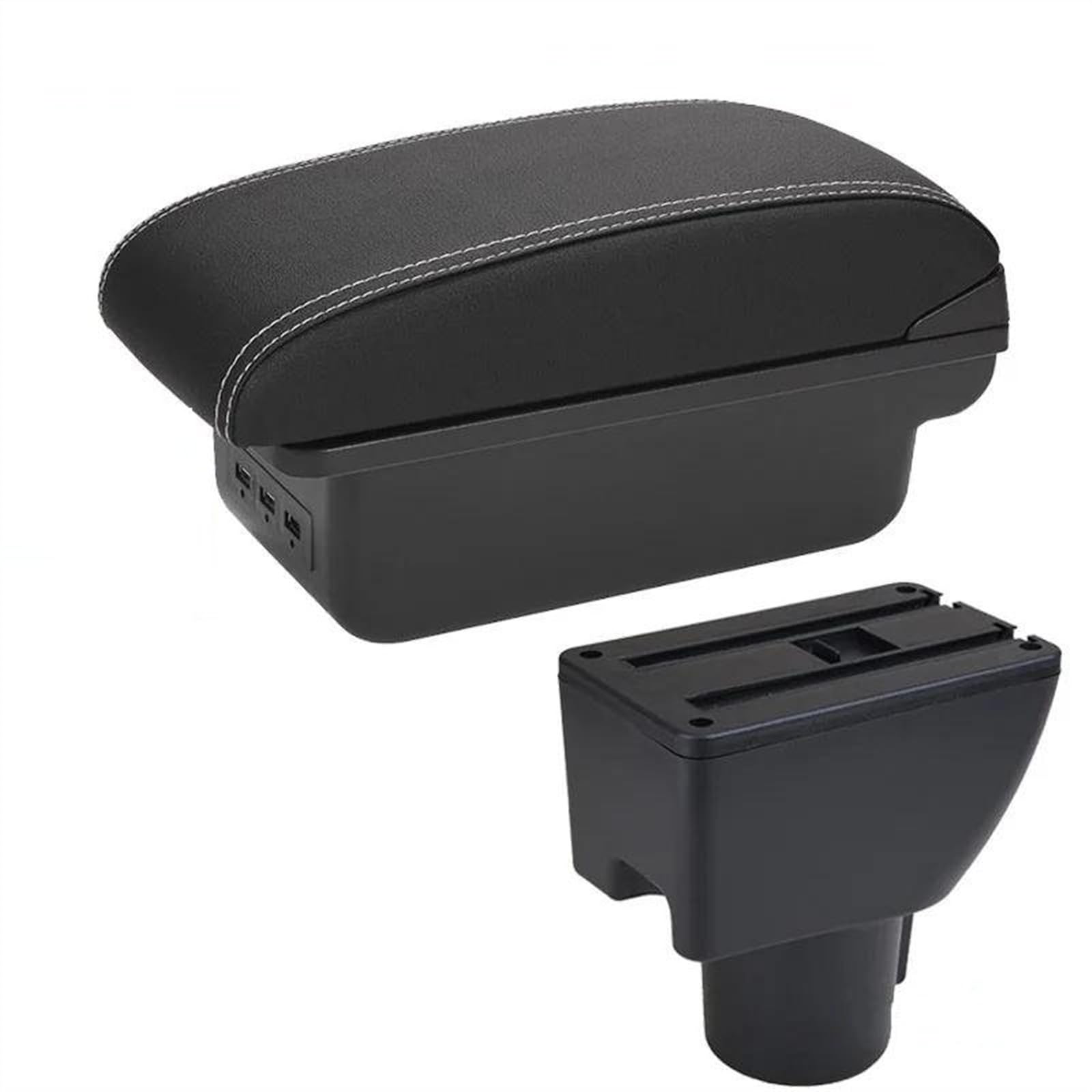 NOHEEU Car Armrest Box Retrofit Parts Dedicated Center Storage Accessories For Getz(B3 Black white 3USB)