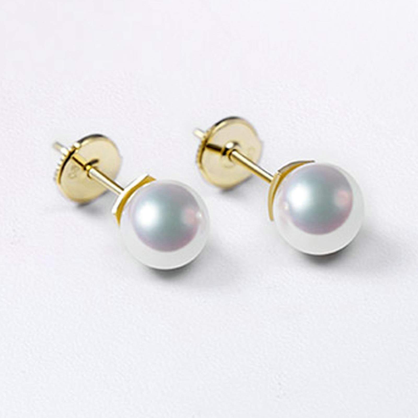 Daesar Echt 18K Gold Damen Ohrringe 9MM Akoya Perle Ohrringe Stecker Hochzeit Vintage