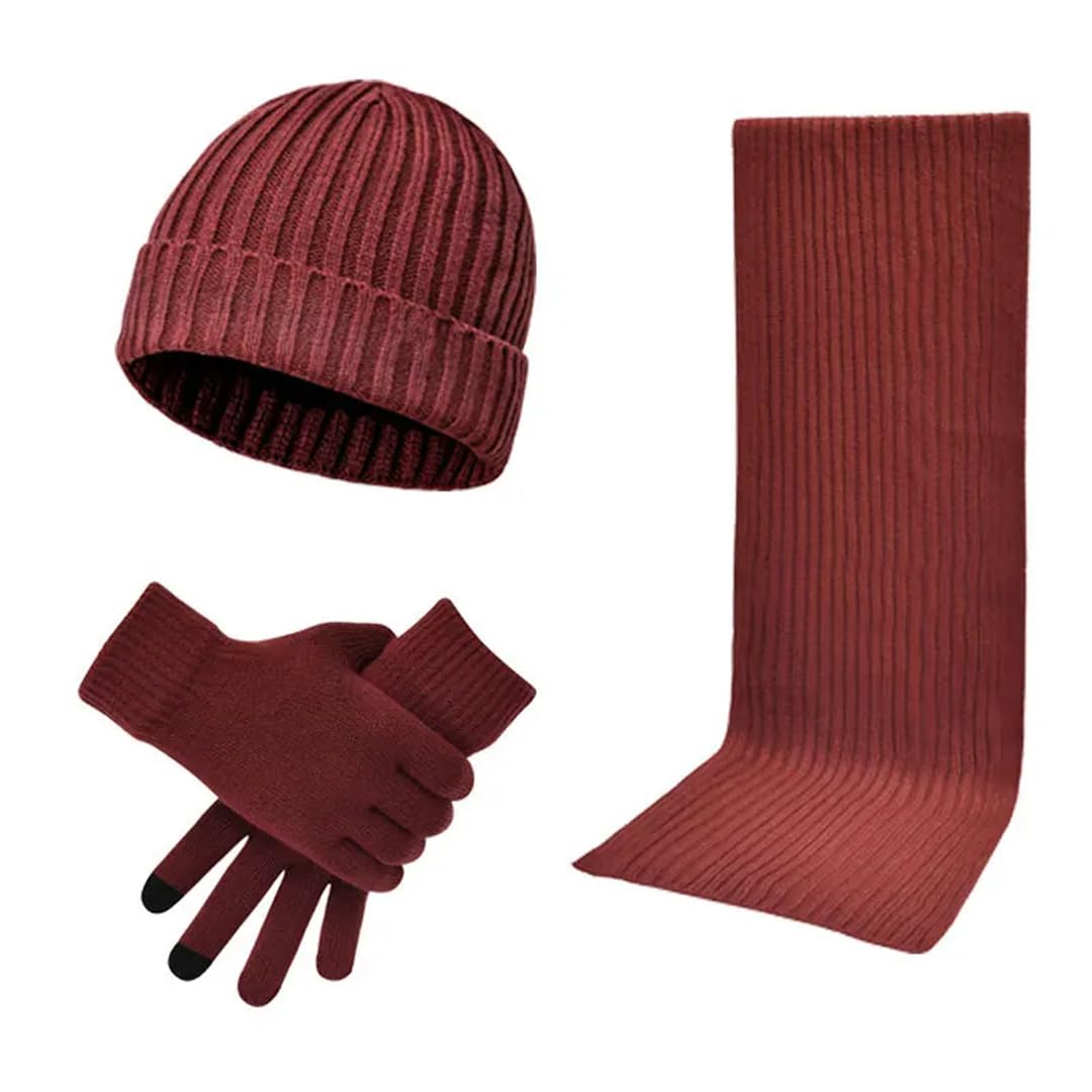 Suwequest Juego de gorro, bufanda y guantes para hombres y mujeres, gorro de punto cálido para niños y niñas, accesorios de invierno, conjunto de gorro y bufanda