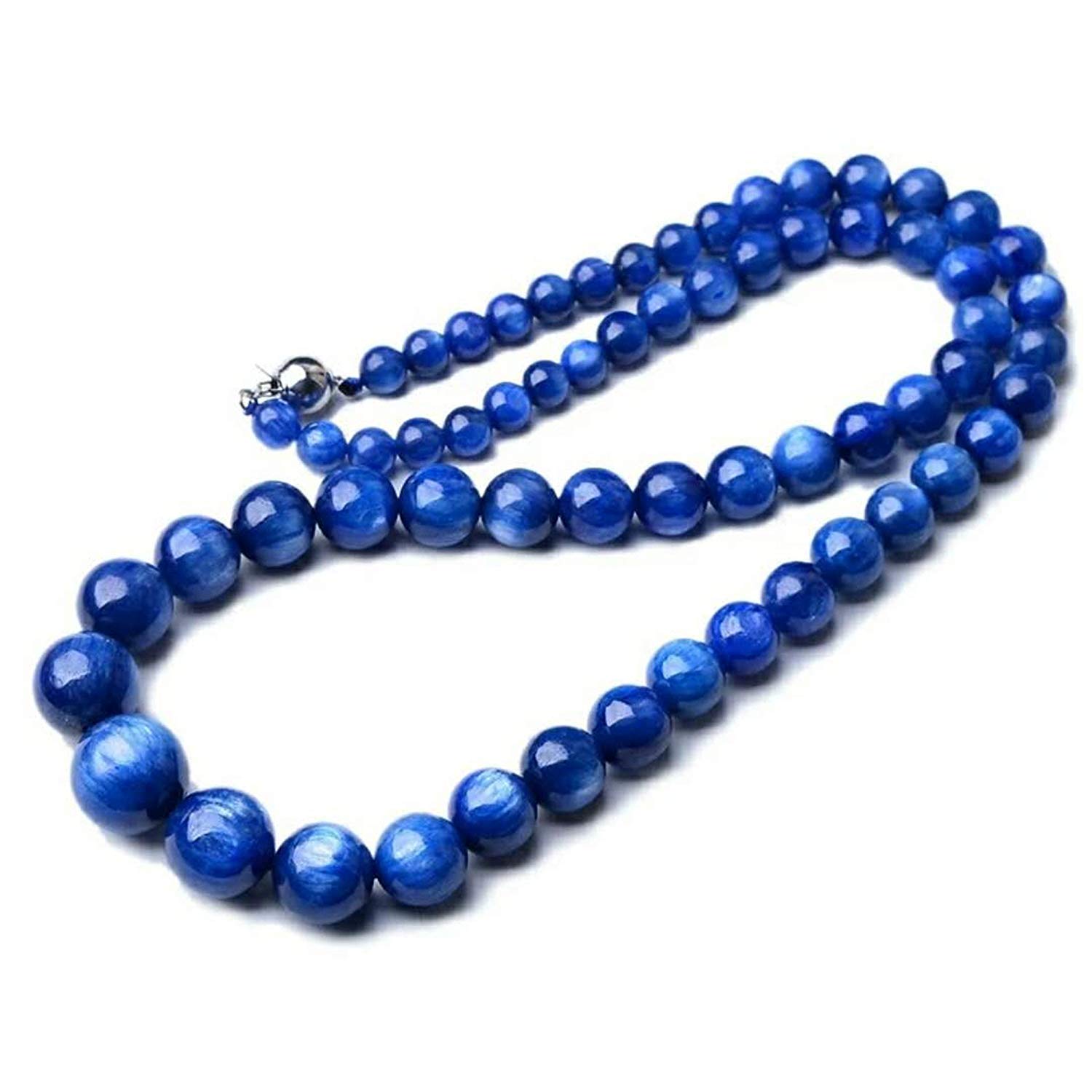 DUOVEKTNatural Blue Kyanite Necklace For Women and Men Crystal Stone 6mm-12mm Round Beads Stretch Jewelry AAAAA