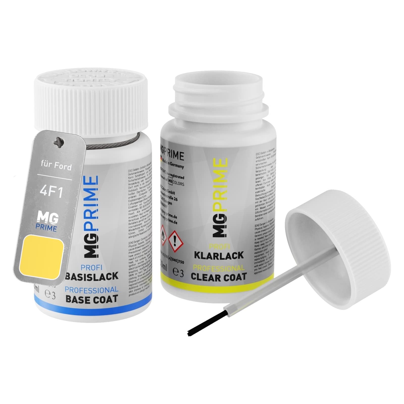 Mg Prime Radiant Yellow Car Paint Touch-Up Pen Set For Ford 4F1 Base Coat Clear Coat 50Ml Each